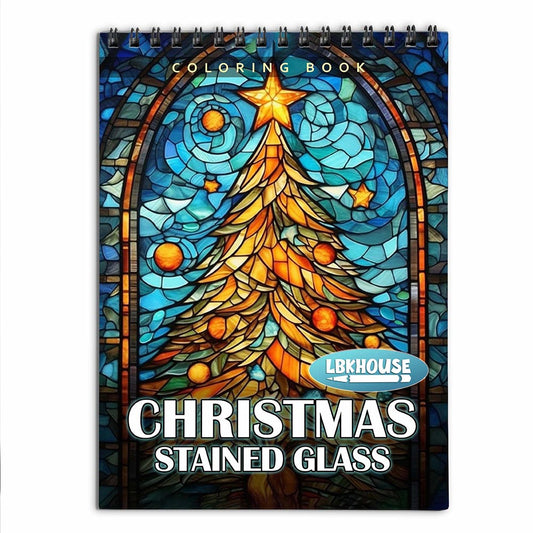LBKHOUSE Christmas Stained Glass Coloring Book for Adult