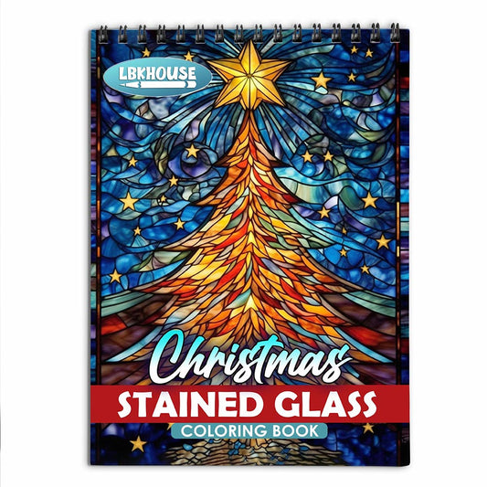 LBKHOUSE Christmas Stained Glass Coloring Book for Adult