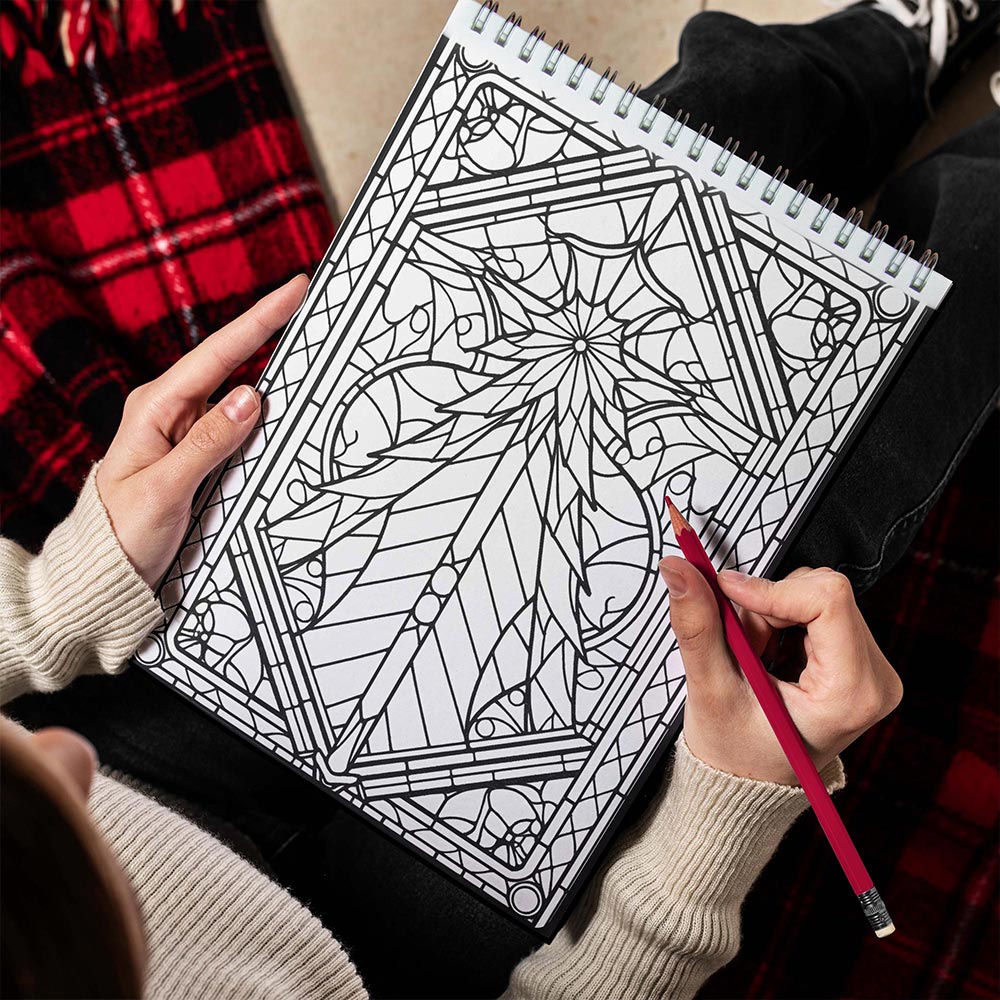LBKHOUSE Christmas Stained Glass Spiral Bound Coloring Book for Adult
