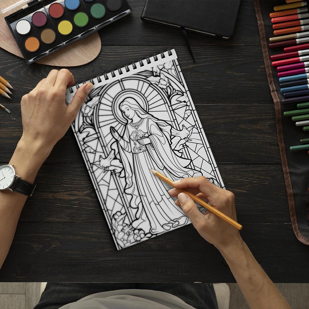 LBKHOUSE Christmas Stained Glass Coloring Book Spiral Bound
for Adult