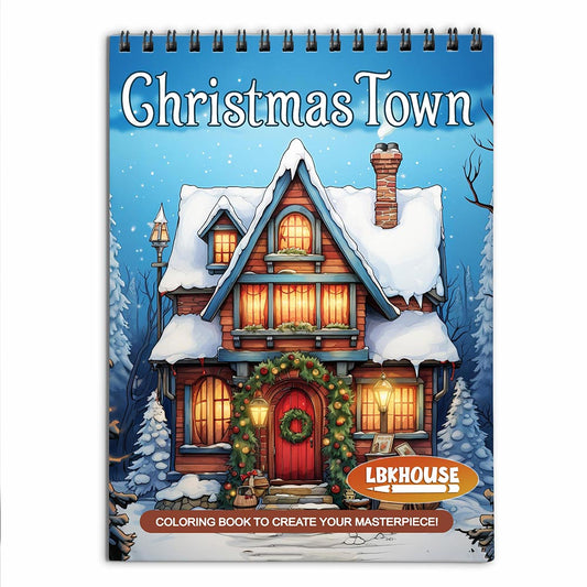 LBKHOUSE Christmas Town Coloring Book For Adults