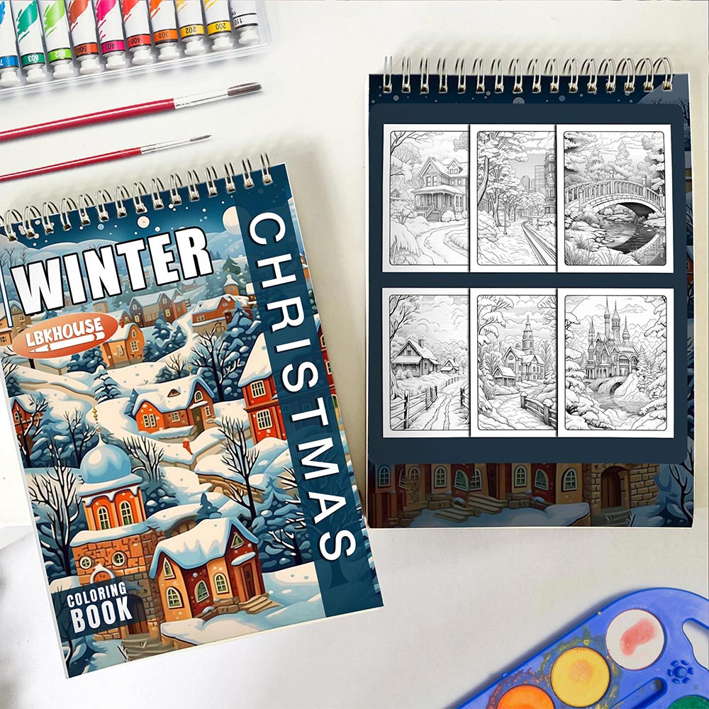 LBKHOUSE Christmas Winter Spiral Coloring Book For Adults