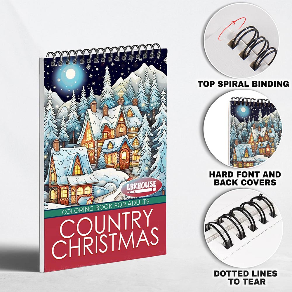 LBKHOUSE Country Christmas Coloring Pages for Adults