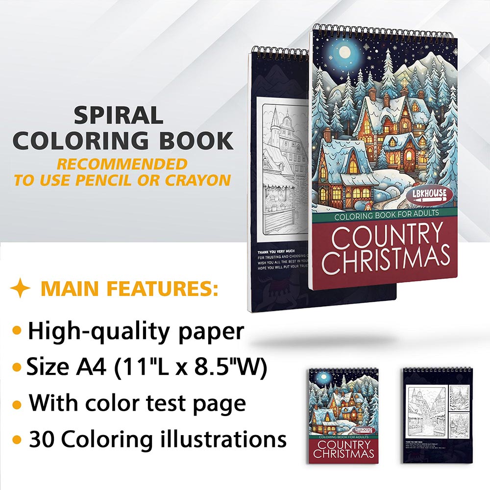 LBKHOUSE Country Christmas Coloring Sheets for Adults
