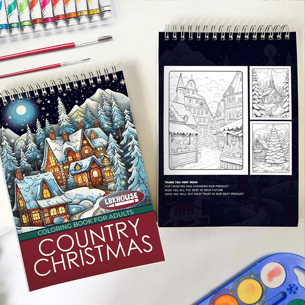 LBKHOUSE Country Christmas Spiral Coloring Book for Adults