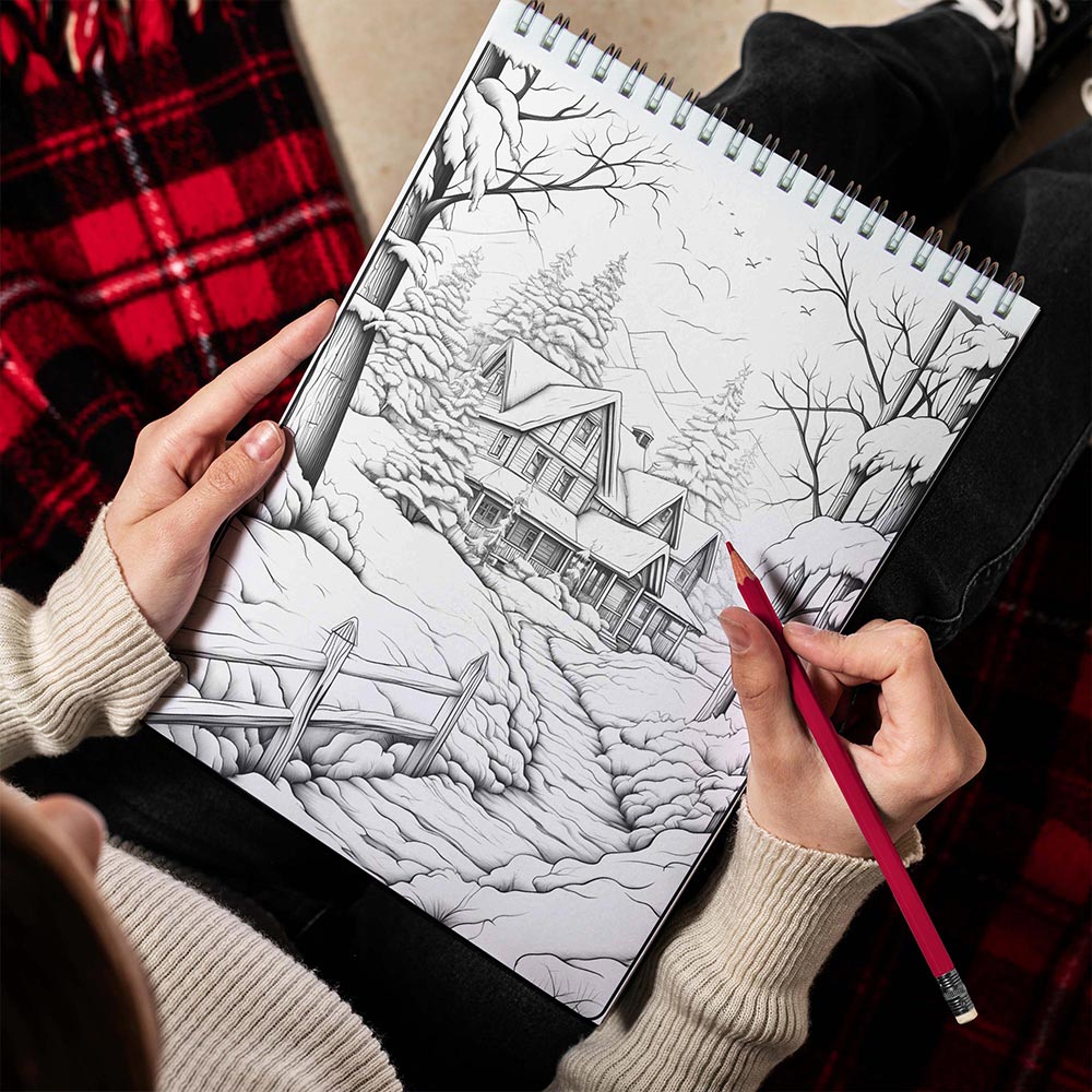 LBKHOUSE Country Christmas Spiral Bound Coloring Book for Adults