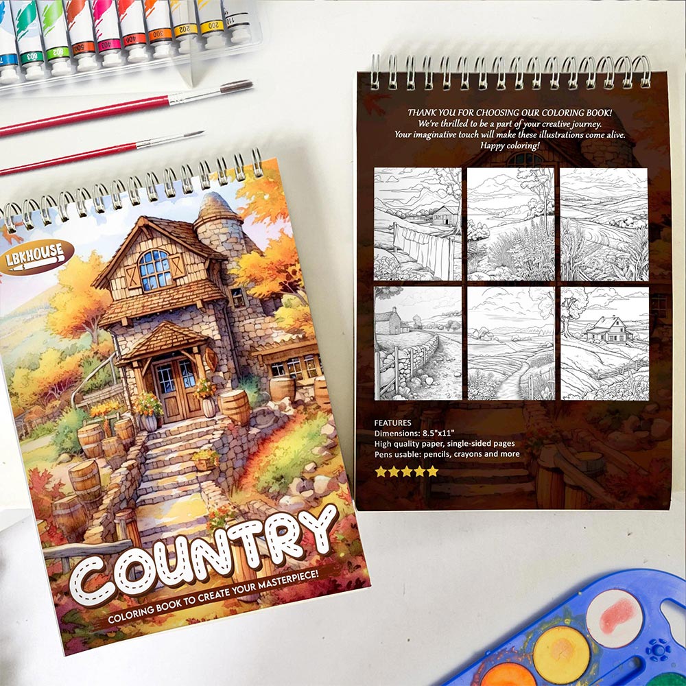 LBKHOUSE Country Spiral Coloring Book for Adults