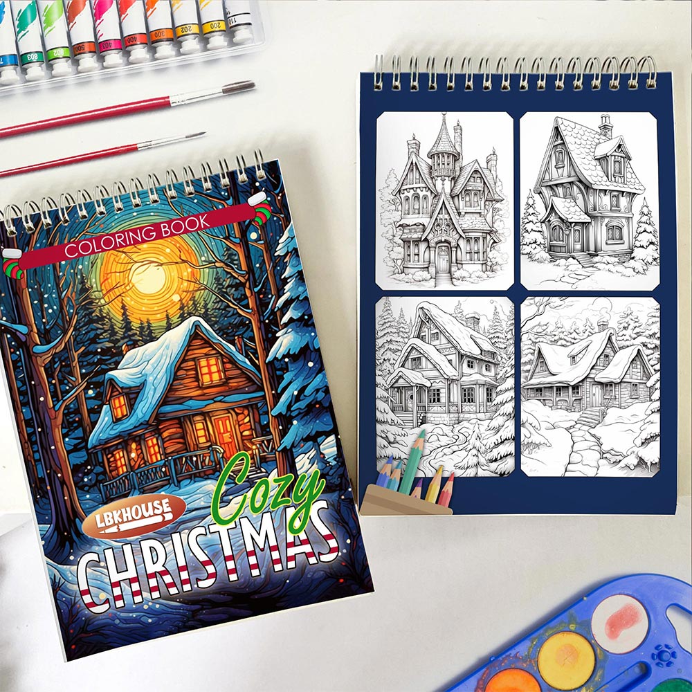 LBKHOUSE Cozy Christmas Spiral Coloring Book for Adults