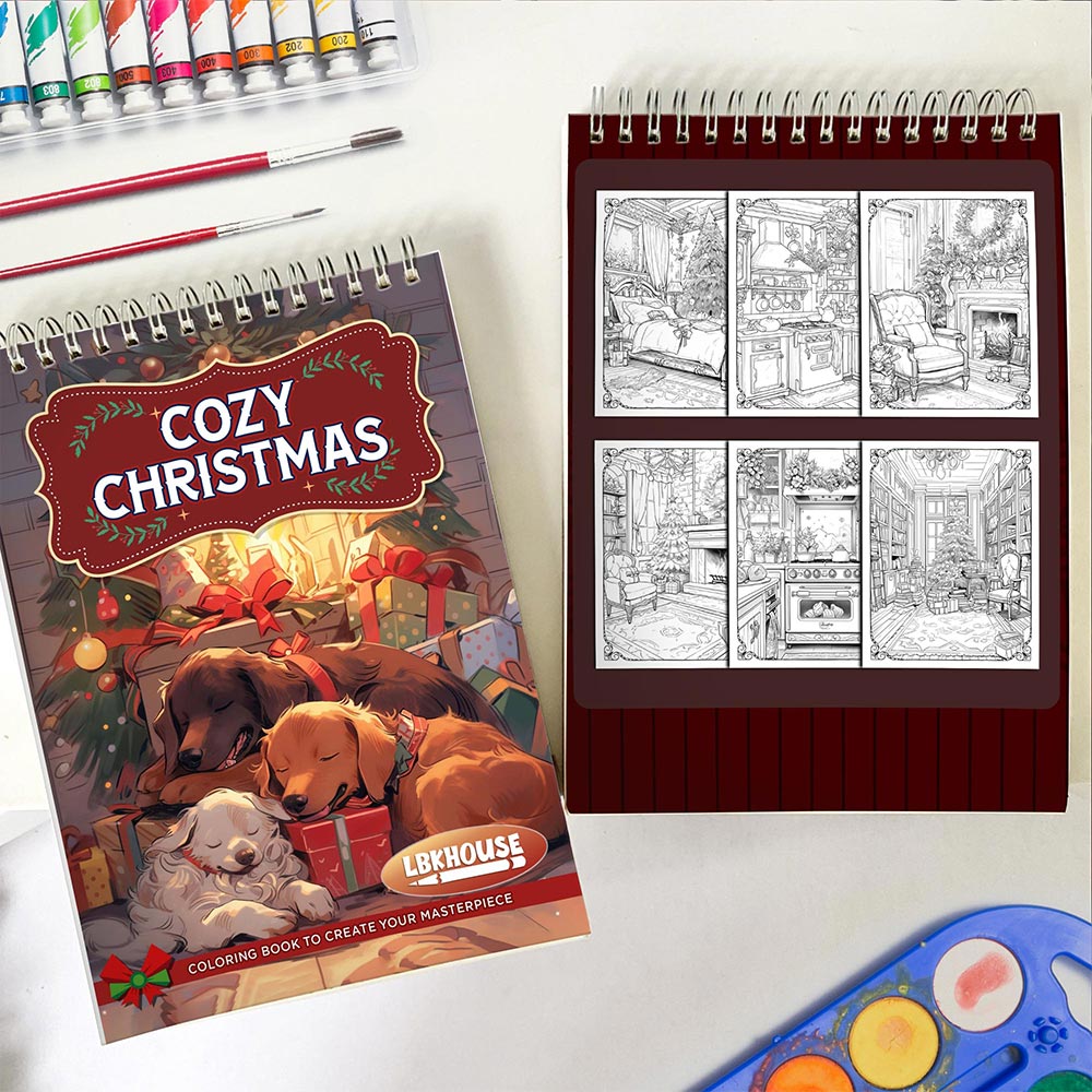LBKHOUSE Cozy Christmas Spiral Coloring Book for Adults
