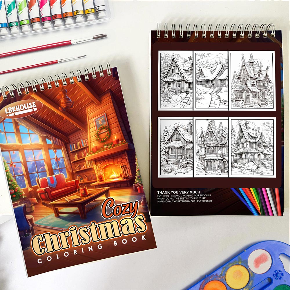 LBKHOUSE Cozy Christmas Spiral Coloring Book for Adults