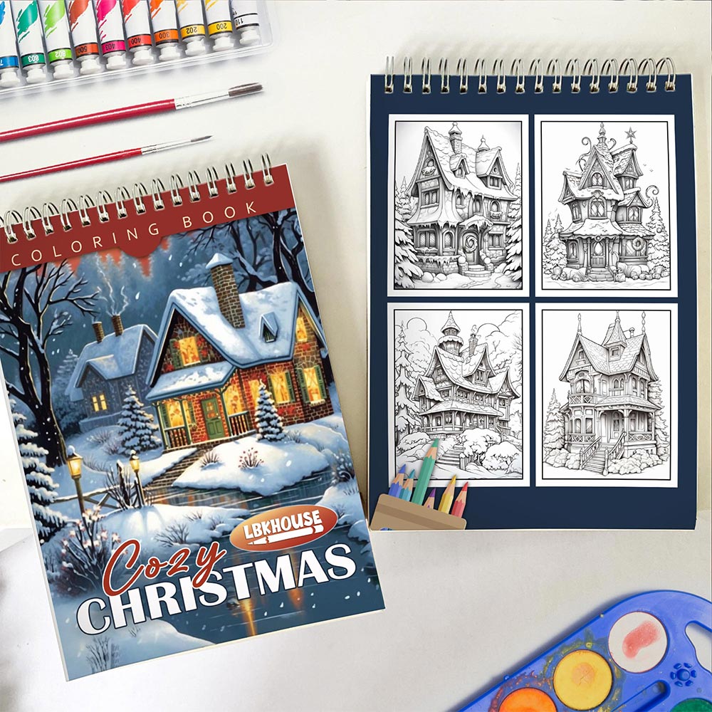 LBKHOUSE Cozy Christmas Spiral Coloring Book for Adults