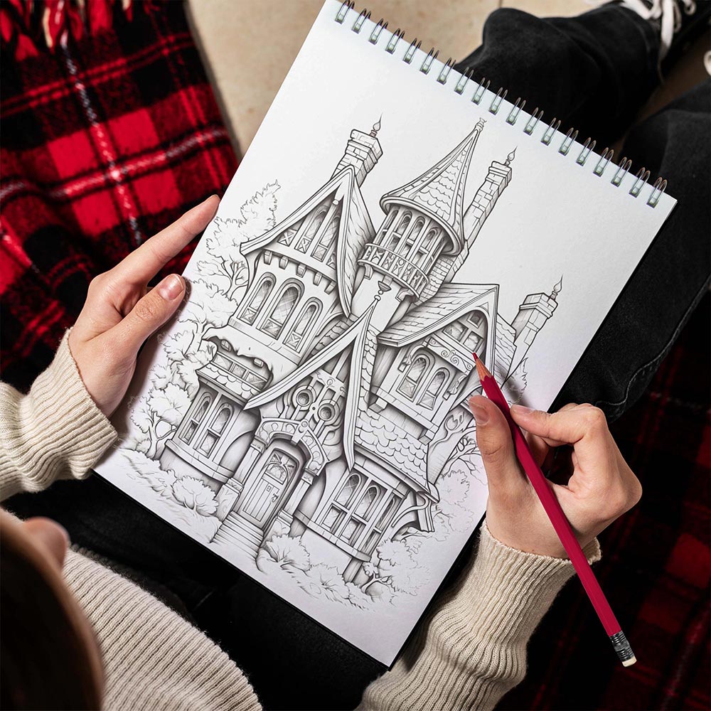 LBKHOUSE Cozy Christmas Spiral Bound Coloring Book for Adults