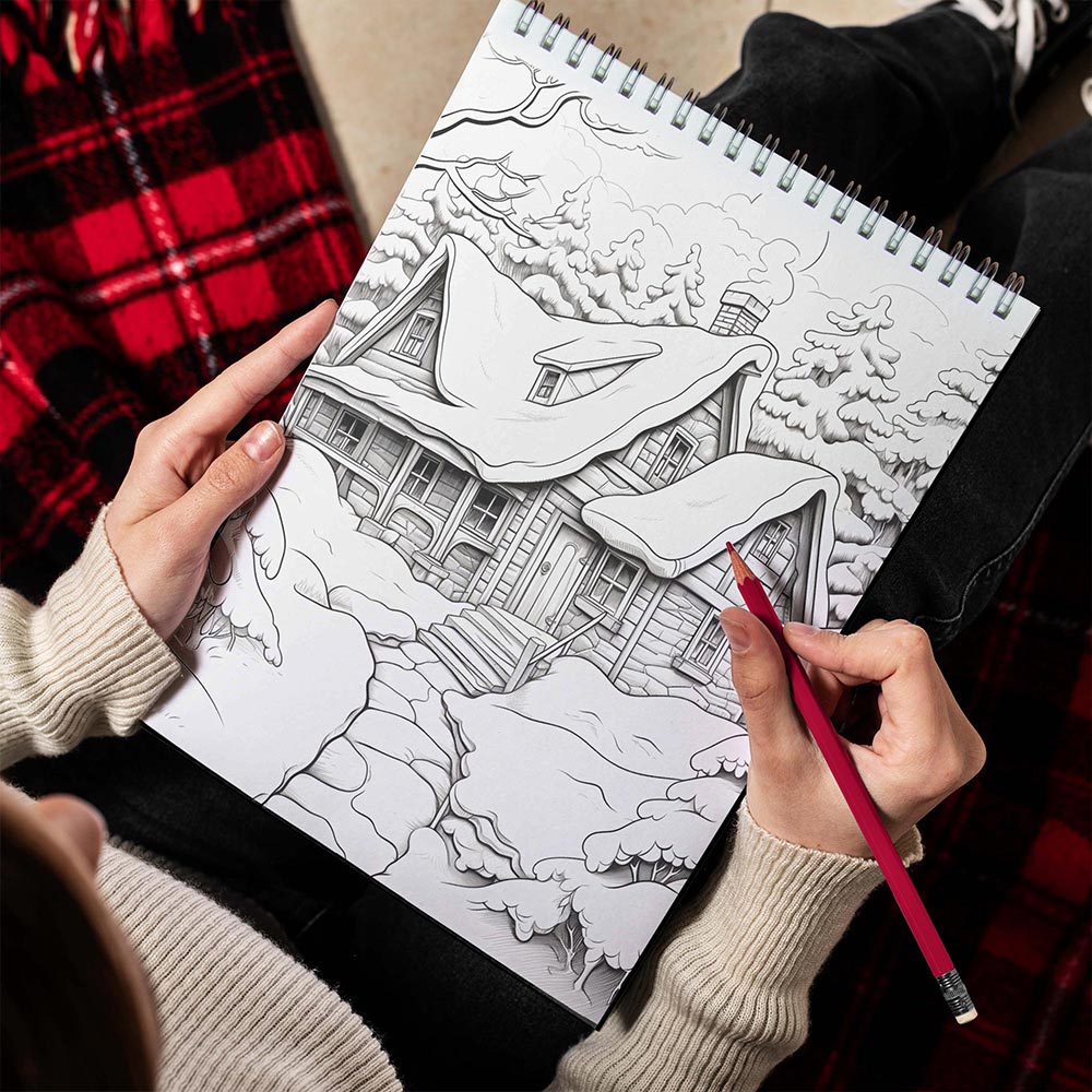 LBKHOUSE Cozy Christmas Spiral Bound Coloring Book for Adults