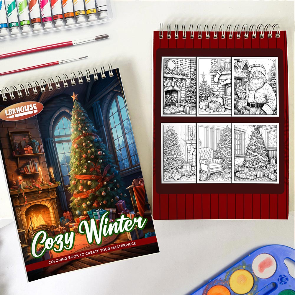 LBKHOUSE Cozy Winter Spiral Coloring Book for Adults