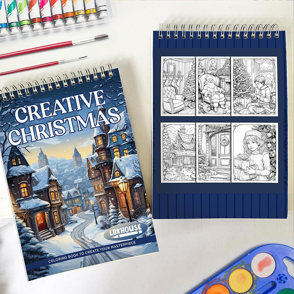 LBKHOUSE Creative Christmas Spiral Coloring Book for Adults