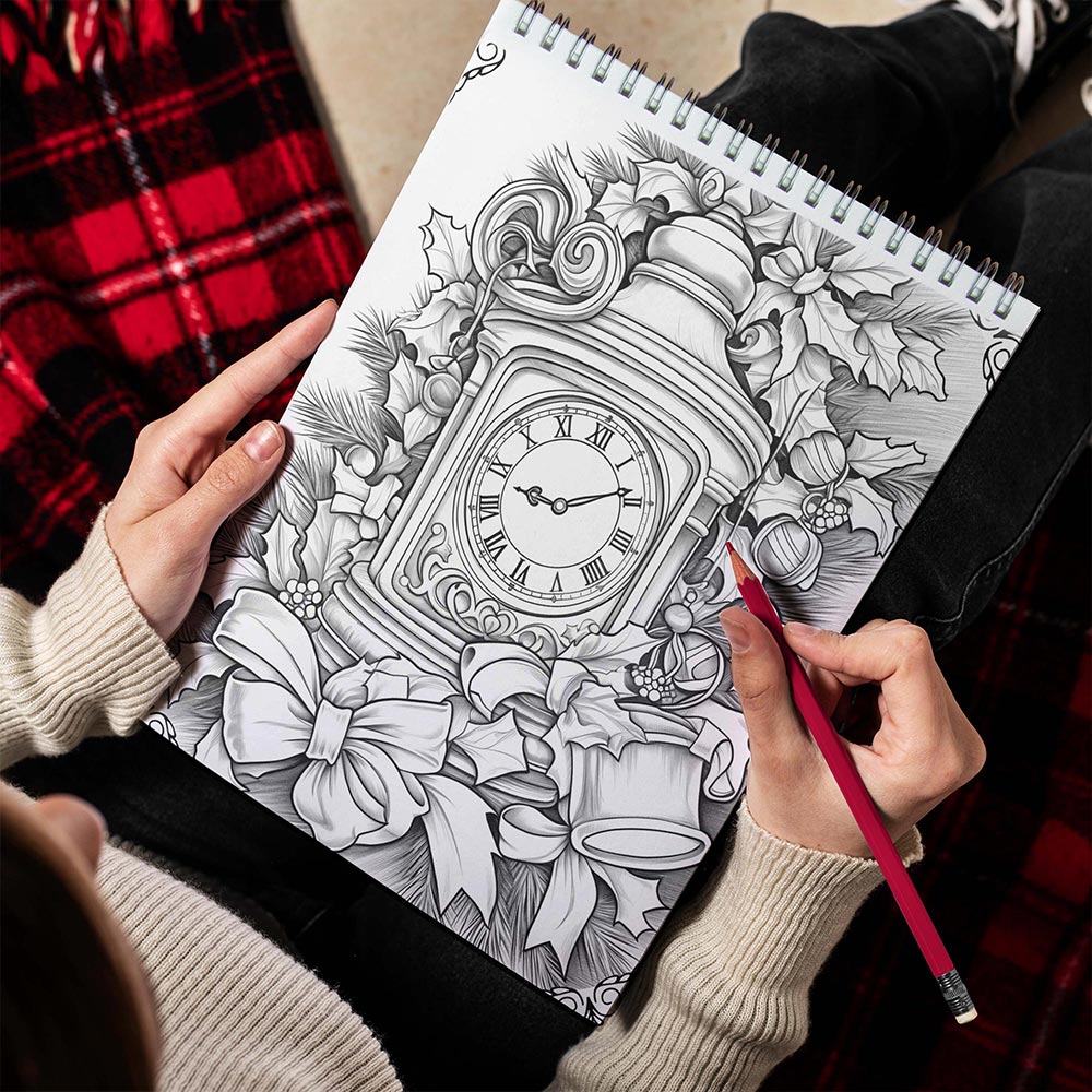 LBKHOUSE Creative Christmas Spiral Bound Coloring Book for Adults