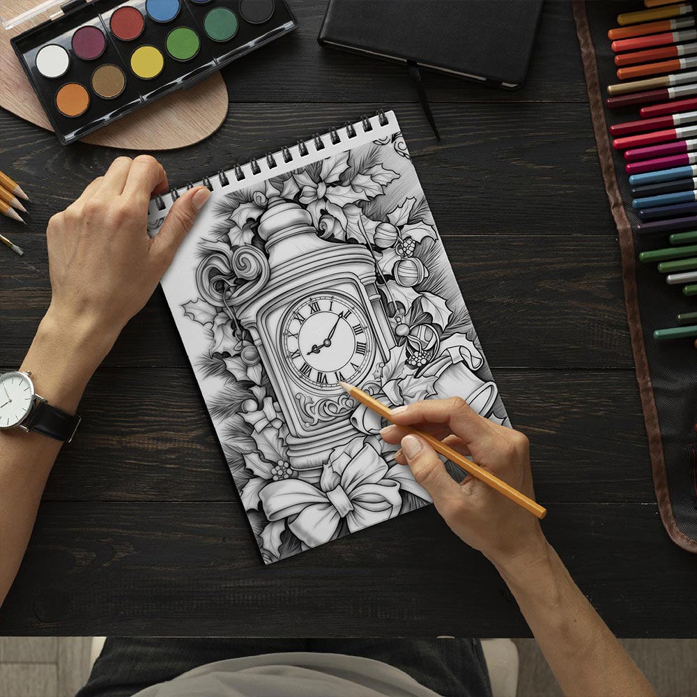 LBKHOUSE Creative Christmas Coloring Book Spiral Bound for Adults