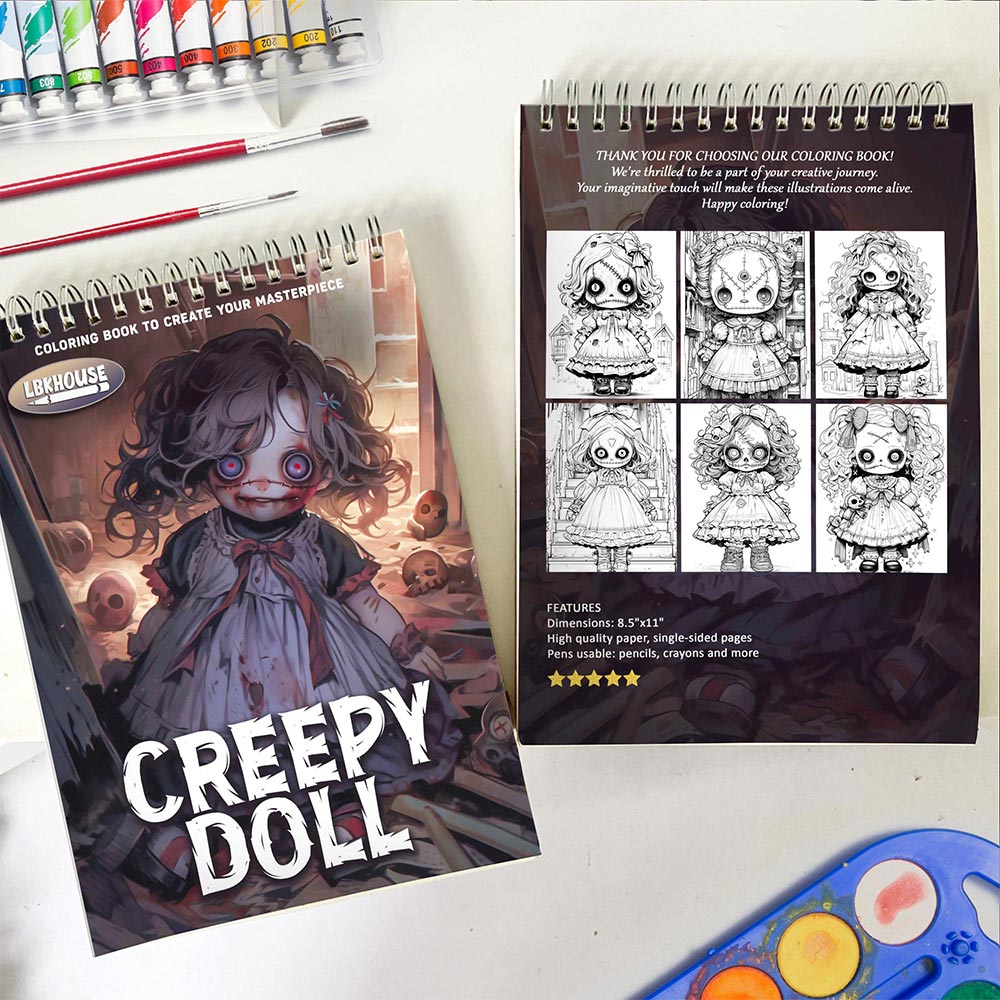 LBKHOUSE Creepy Doll Spiral Coloring Book for Adult