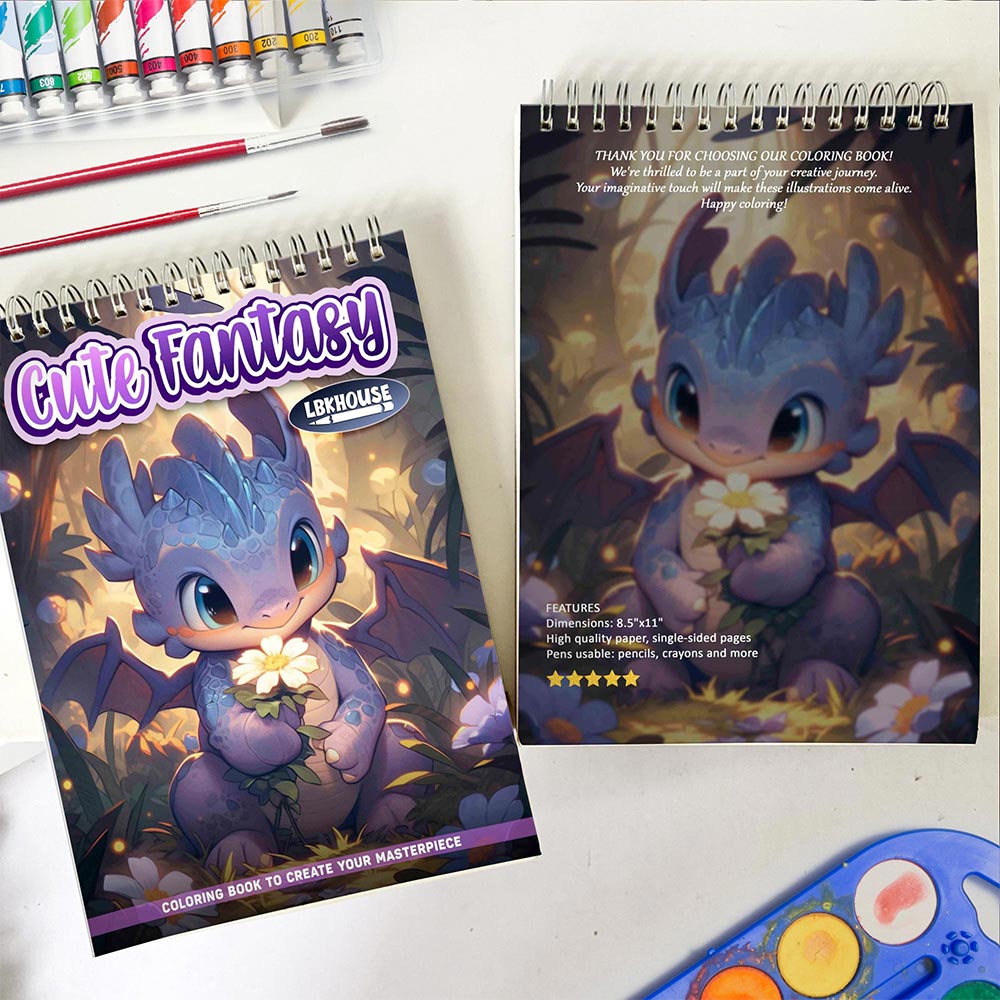 LBKHOUSE Cute Fantasy Spiral Coloring Book for Adult