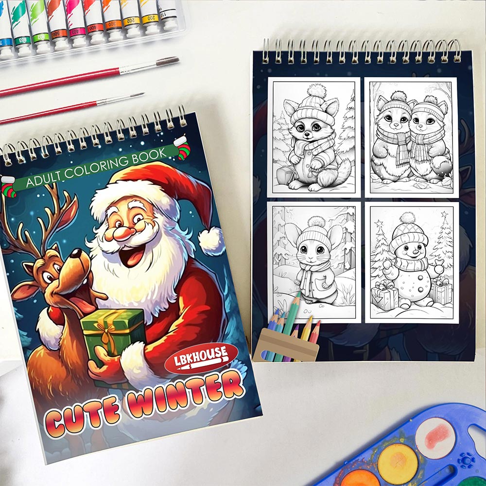 LBKHOUSE Cute Winter Adult Spiral Coloring Book for Adult