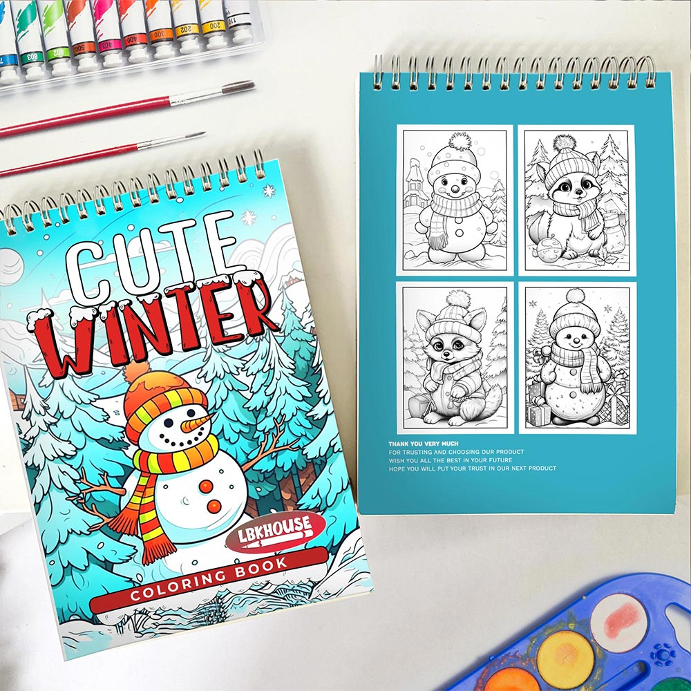 LBKHOUSE Cute Winter Spiral Coloring Book for Adults