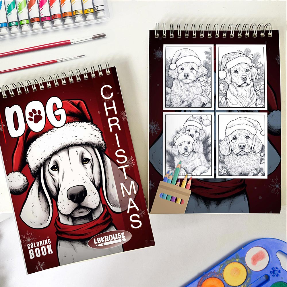 LBKHOUSE Dog Christmas Spiral Coloring Book for Adult