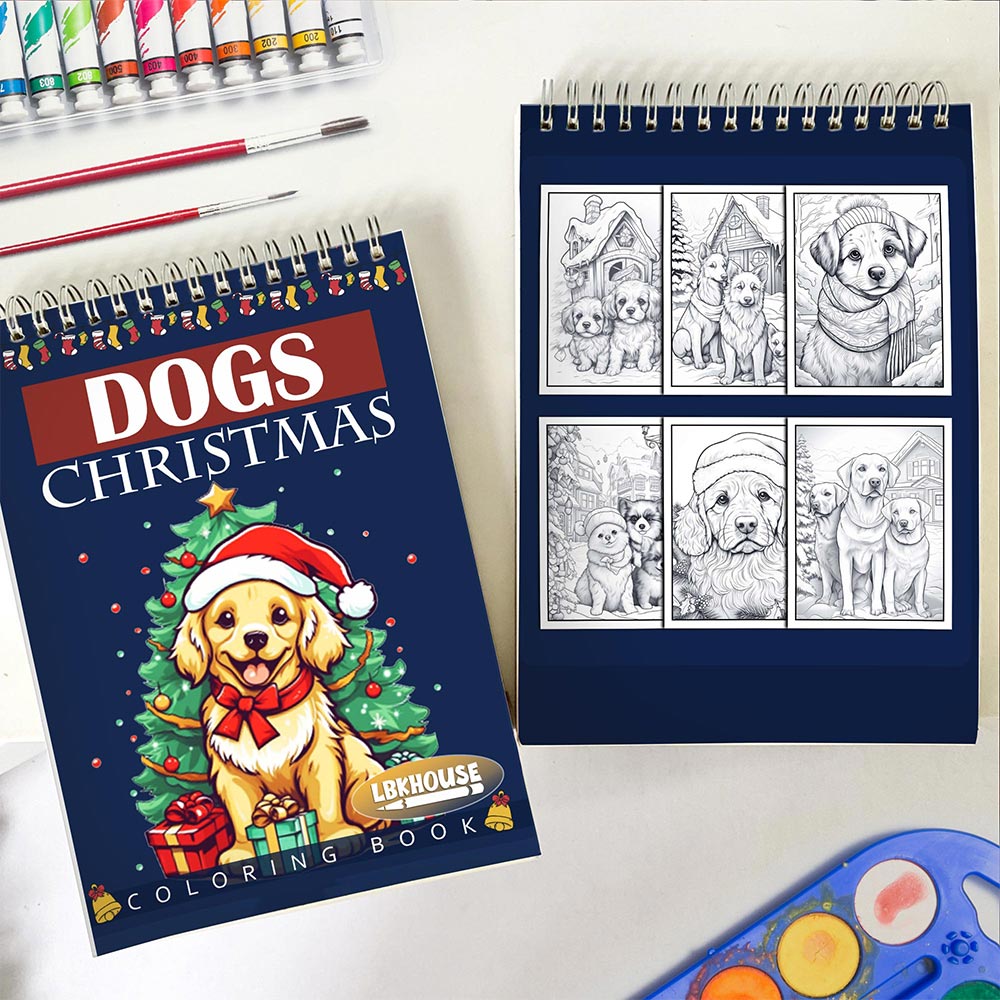 LBKHOUSE Dogs Christmas Spiral Coloring Book for Adult