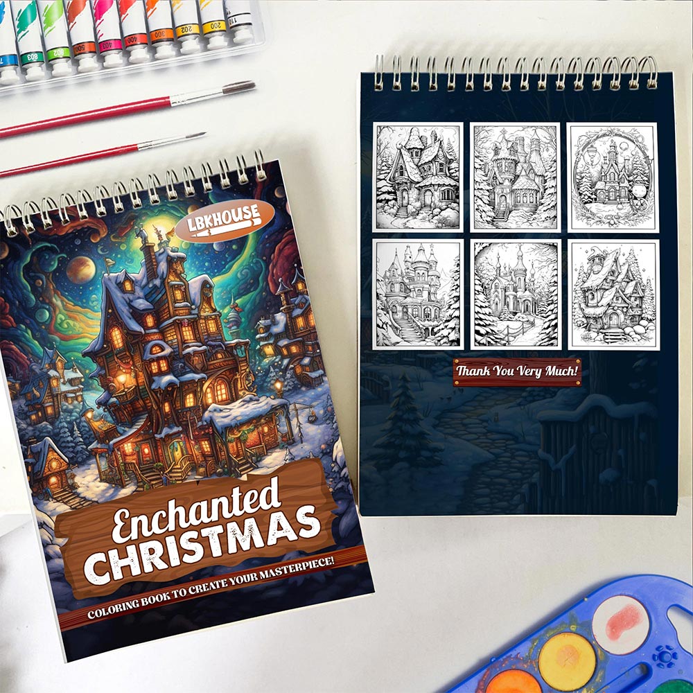 LBKHOUSE Enchanted Christmas Spiral Coloring Book for Adult