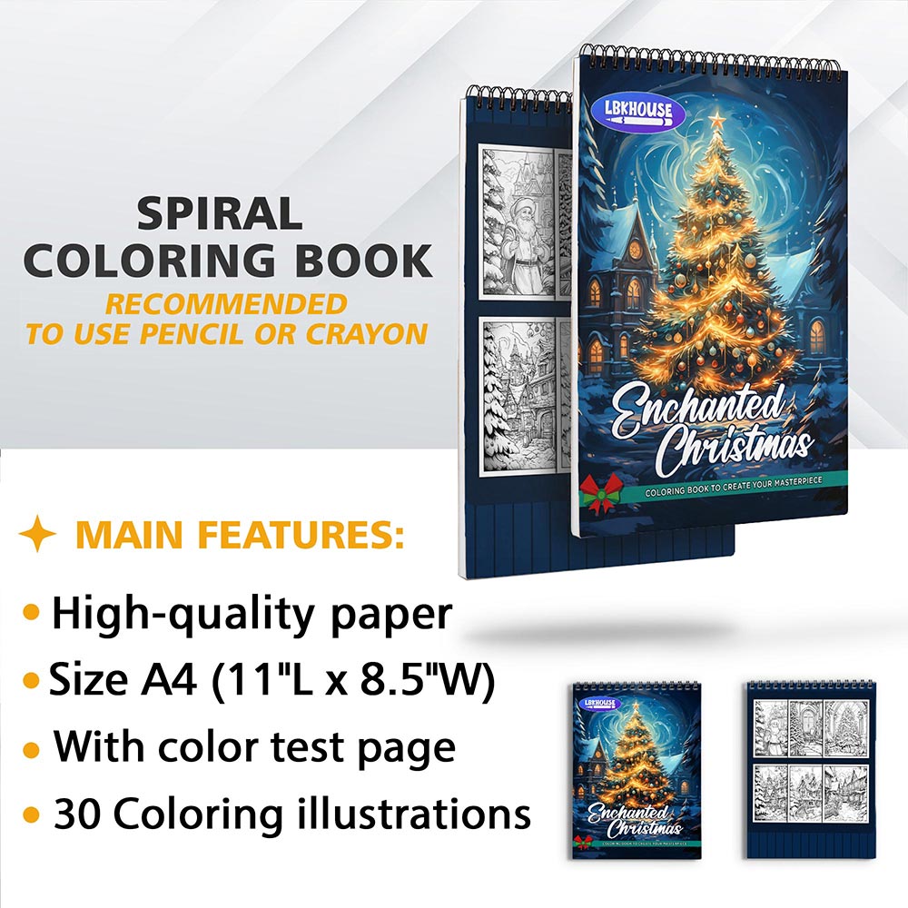 LBKHOUSE Enchanted Christmas Coloring Sheets for Adults