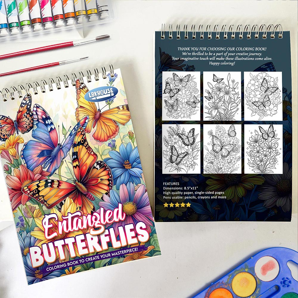 LBKHOUSE Entangled Butterflies Spiral Coloring Book for Adults