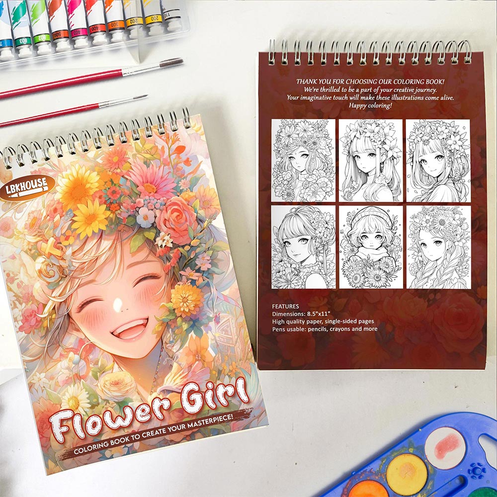 LBKHOUSE Flower Girl Spiral Coloring Book for Adult
