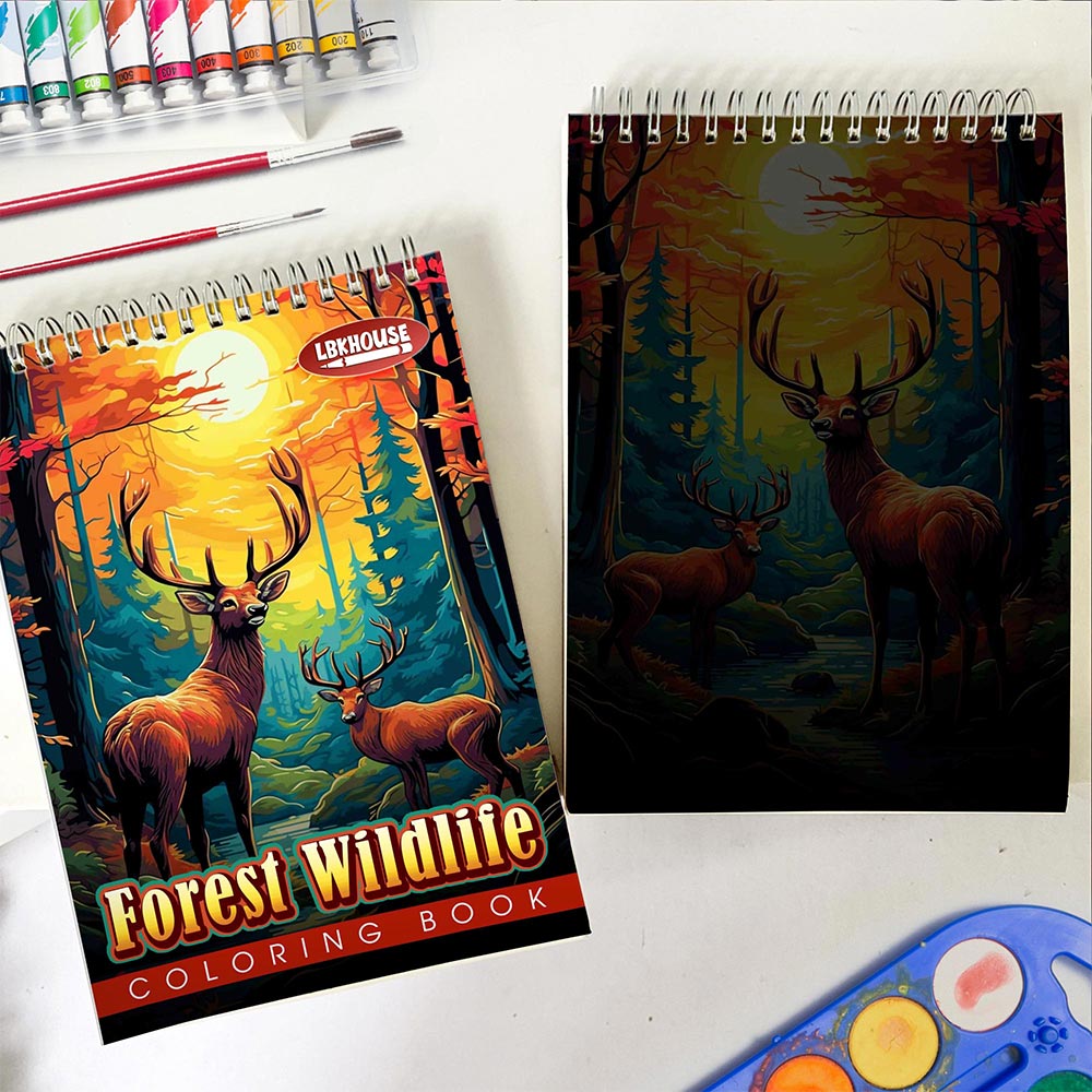 LBKHOUSE Forest Wildlife Spiral Coloring Book for Adult