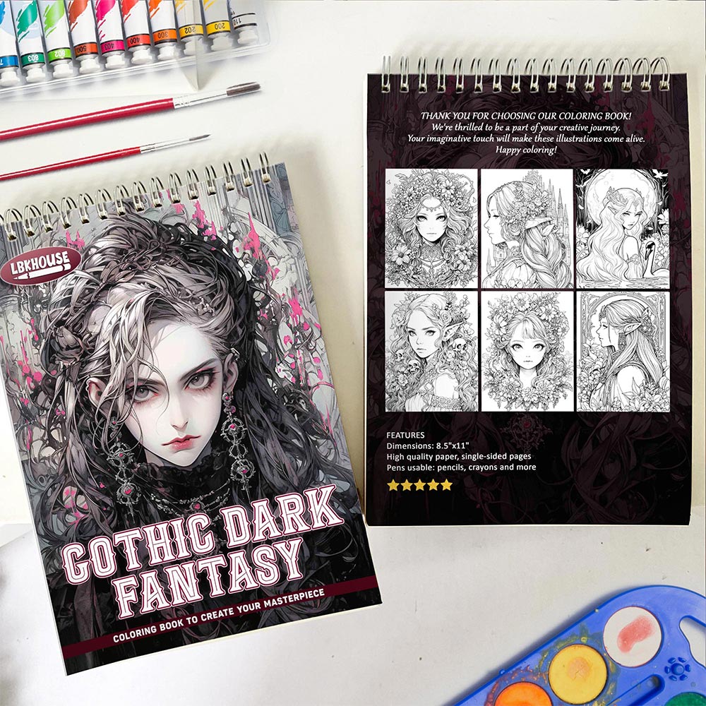 LBKHOUSE Gothic Dark Fantasy Spiral Coloring Book for Adult