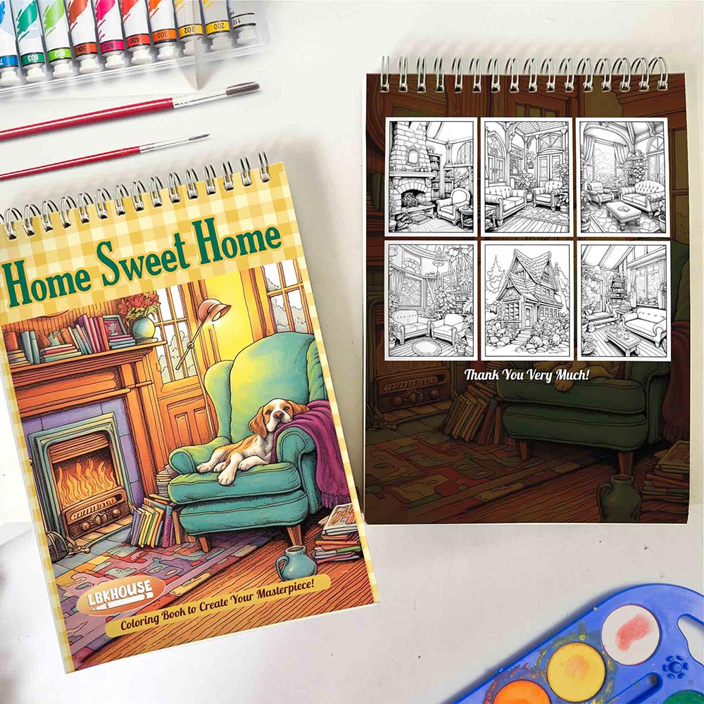 LBKHOUSE Home Sweet Home Spiral Coloring Book for Adult