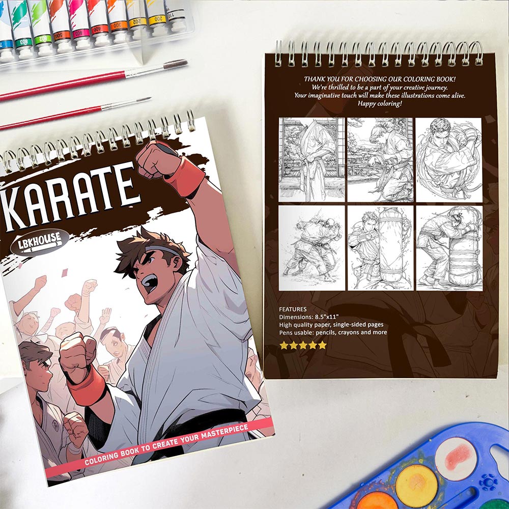 LBKHOUSE Karate Spiral Coloring Book for Adults