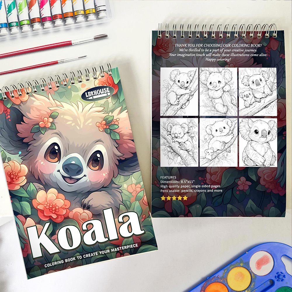 LBKHOUSE Koala Spiral Coloring Book for Adult