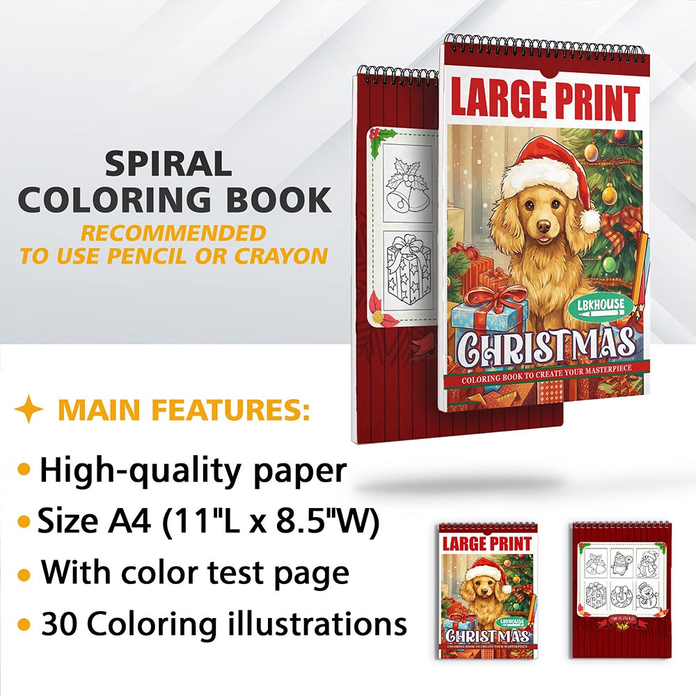 LBKHOUSE Large Print Christmas Coloring Sheets for Adults