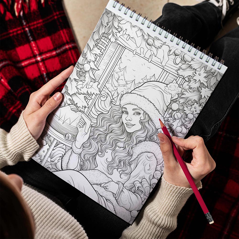 LBKHOUSE Large Print Christmas Spiral Bound Coloring Book for Adults