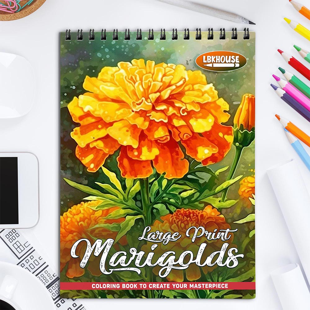 LBKHOUSE Large Print Marigolds Coloring Book for Adults