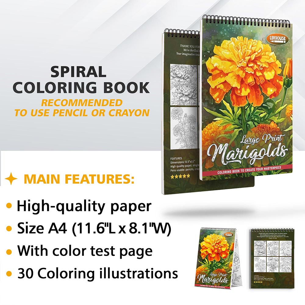 LBKHOUSE Large Print Marigolds Coloring Sheets for Adults