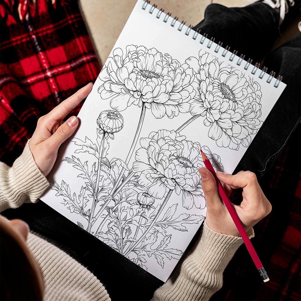 LBKHOUSE Large Print Marigolds Spiral Bound Coloring Book for Adults