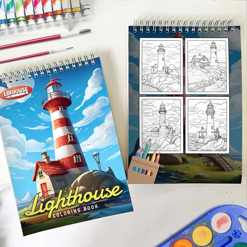 LBKHOUSE Lighthouse Spiral Coloring Book for Adult