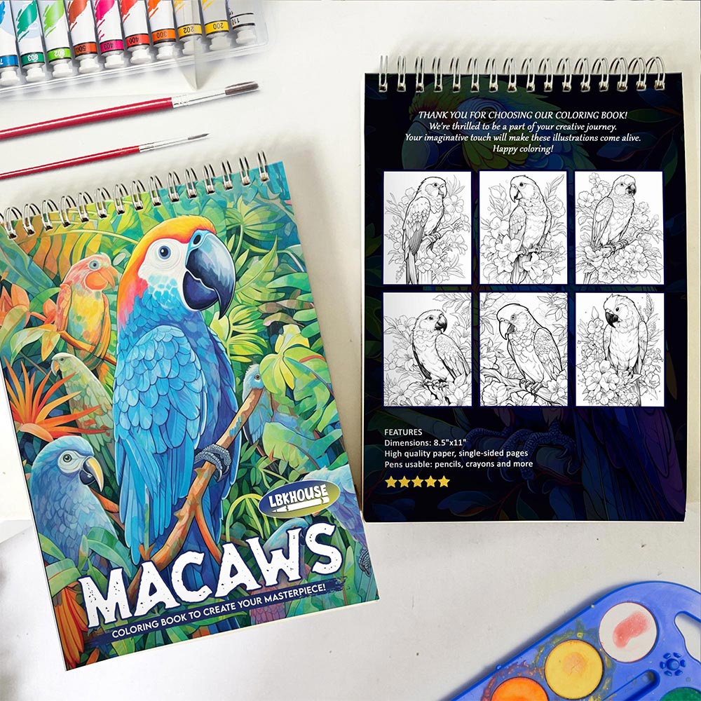 LBKHOUSE Macaws Spiral Coloring Book for Adult