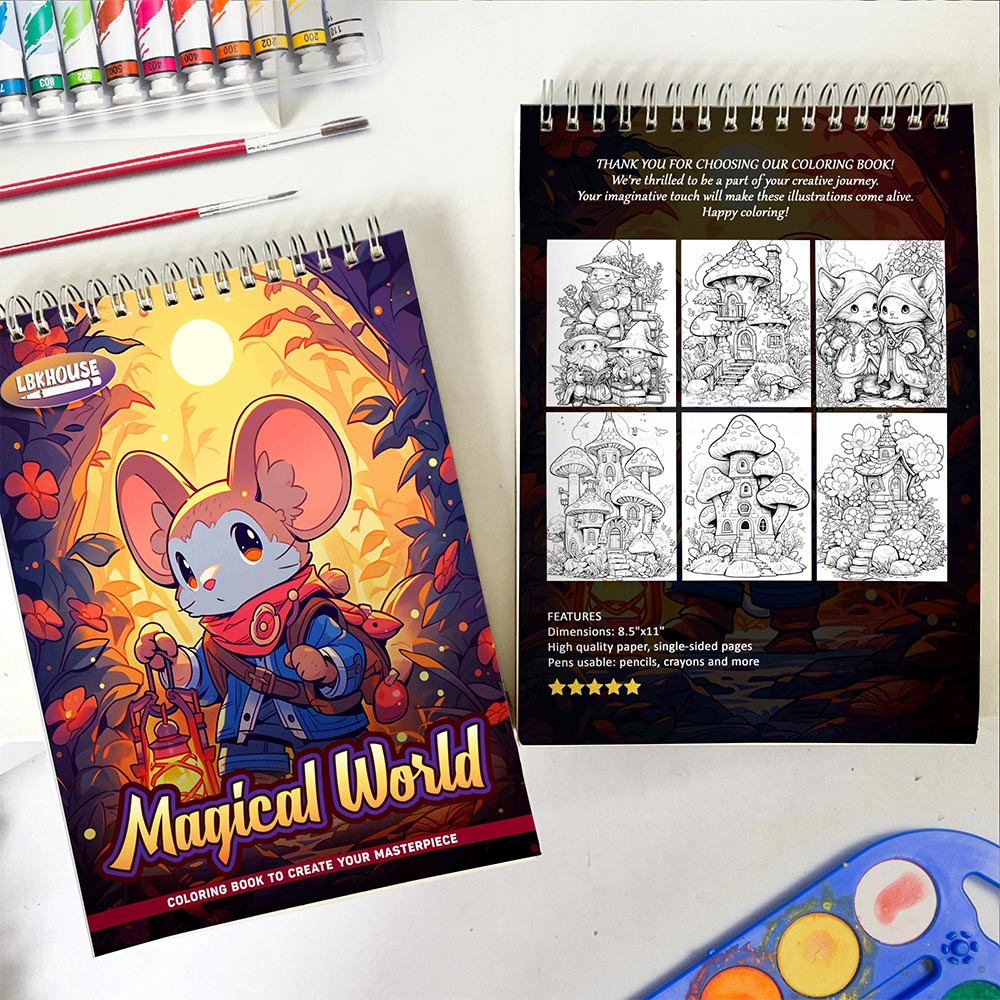 LBKHOUSE Magical World Spiral Coloring Book for Adult
