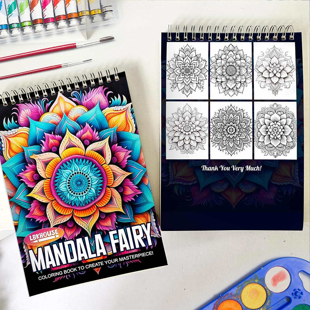 LBKHOUSE Mandala Fairy Spiral Coloring Book for Adult