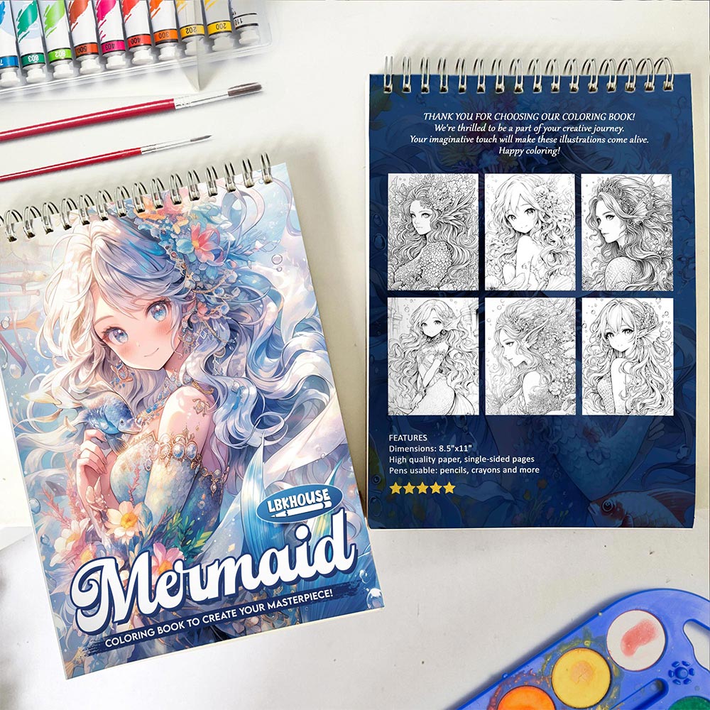 LBKHOUSE Mermaids Spiral Coloring Book for Adult