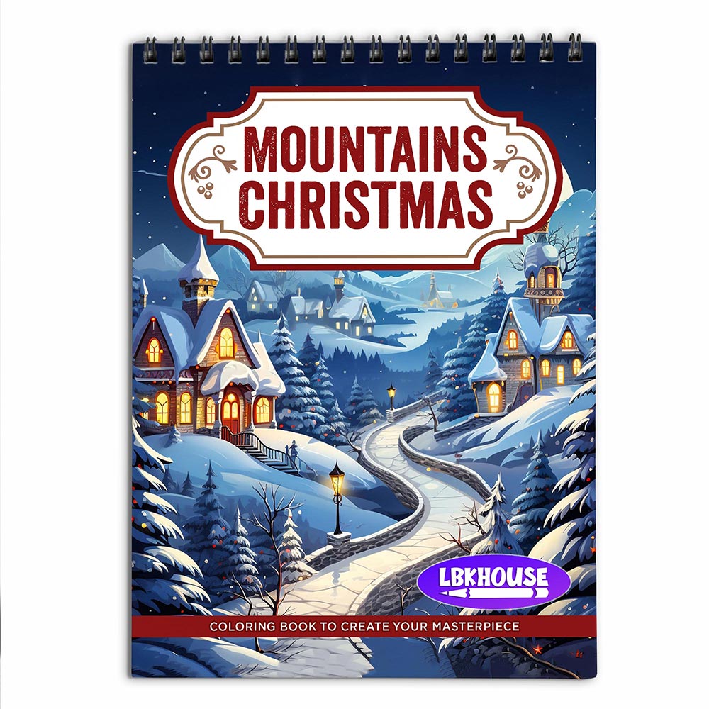 LBKHOUSE Mountains Christmas Coloring Book For Adults