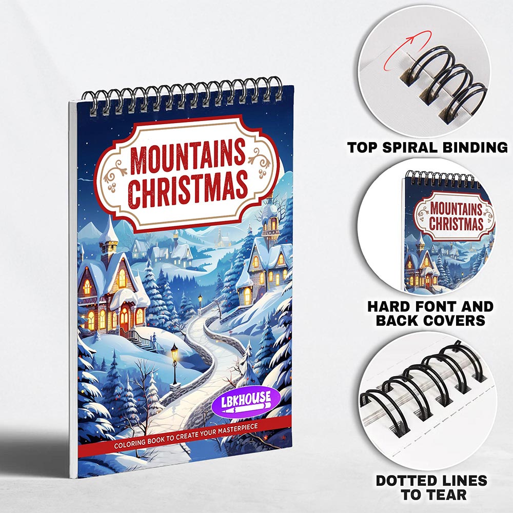 LBKHOUSE Mountains Christmas Coloring Pages For Adults