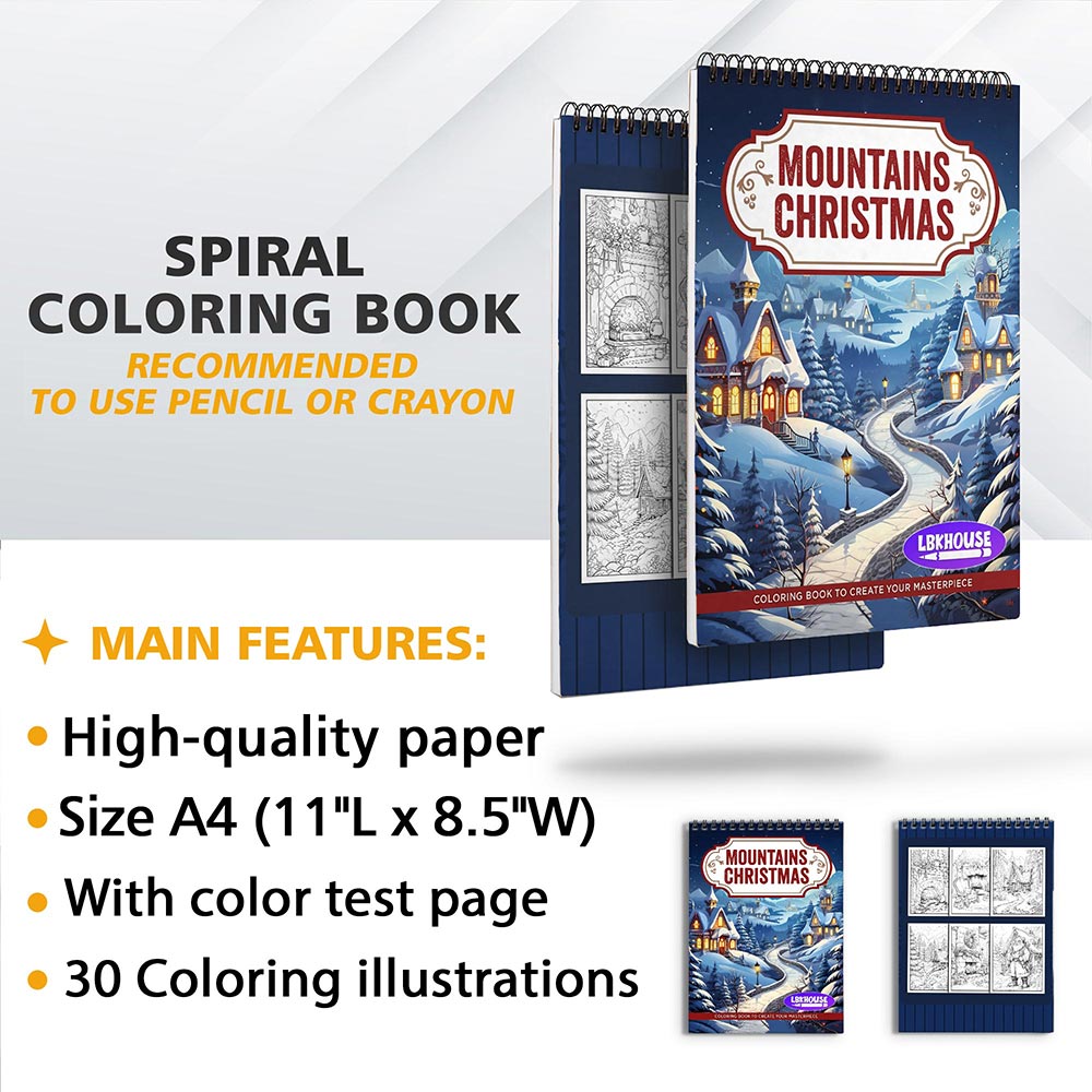 LBKHOUSE Mountains Christmas Coloring Sheets For Adults