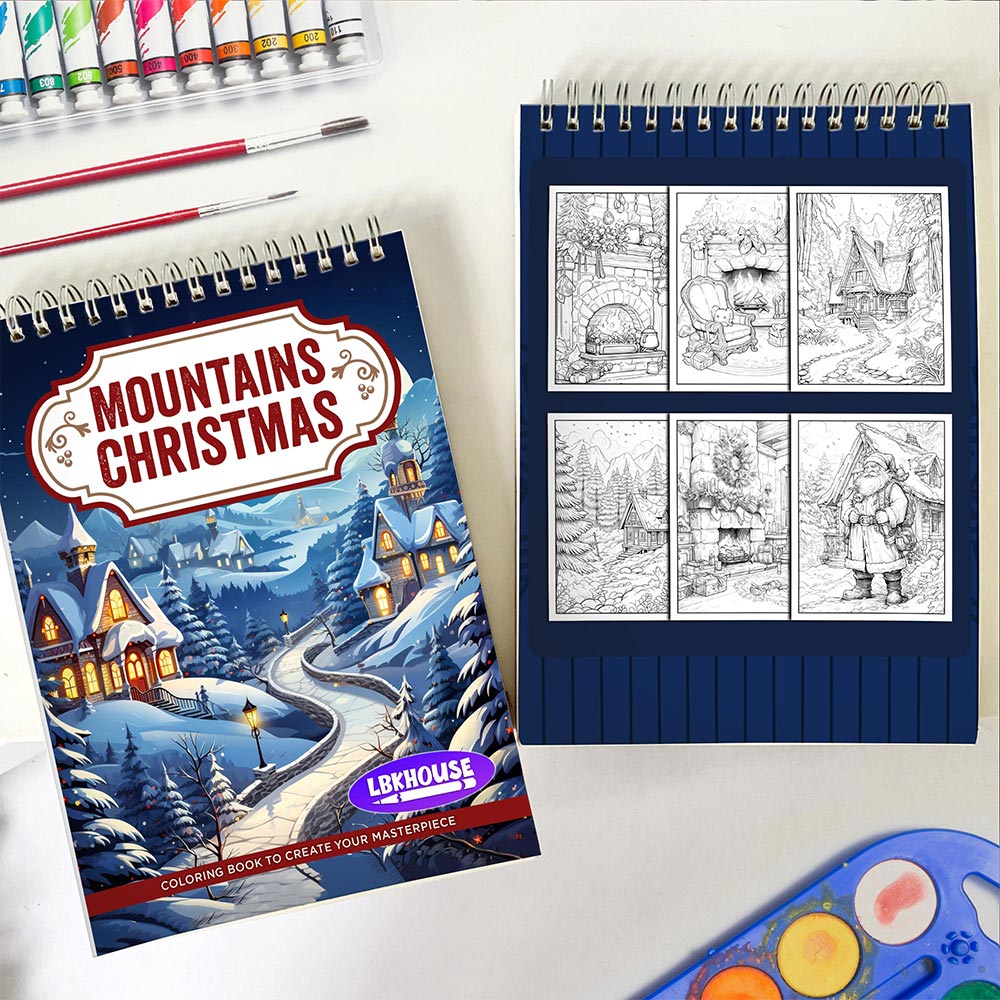 LBKHOUSE Mountains Christmas Spiral Coloring Book For Adults